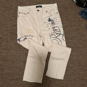 Ralph Lauren Off White Nautical Embellished Jeans Sz 6
